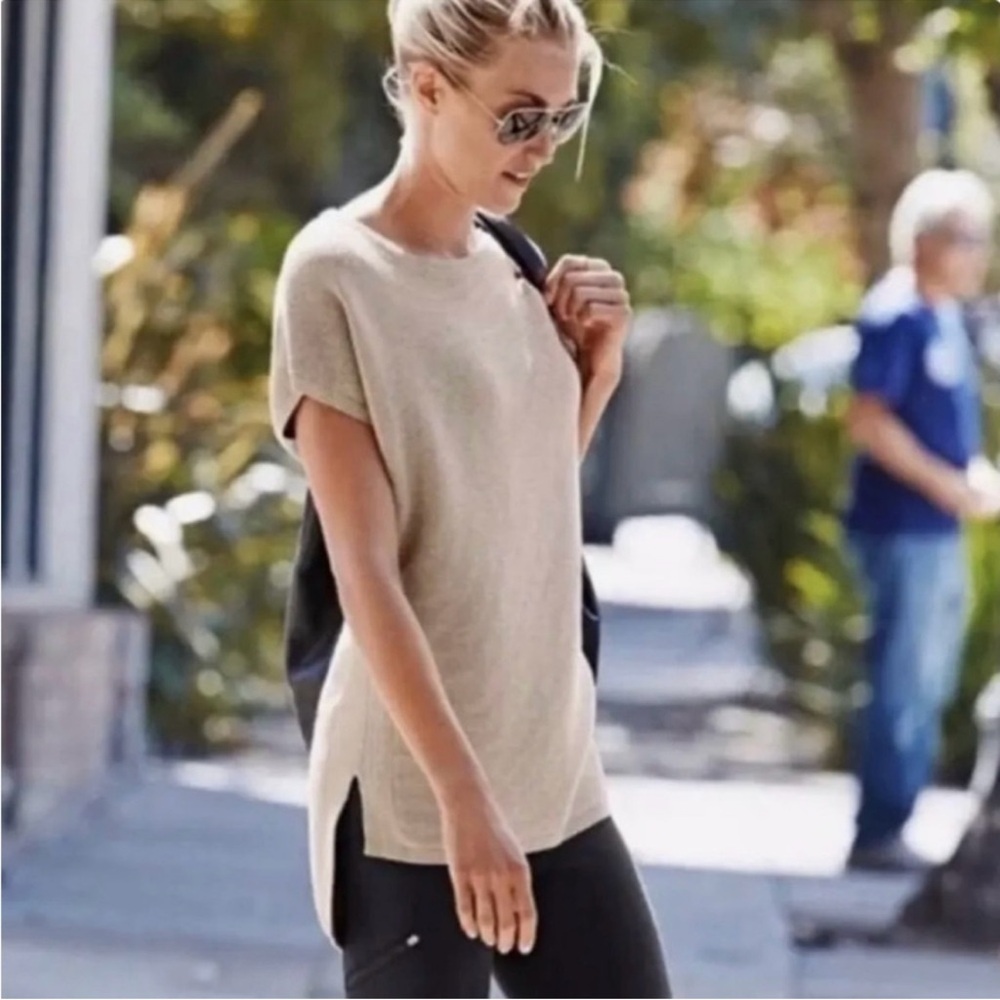 Athleta Aster Ribbed Knit Raglan Sweater Sleeve High Low large